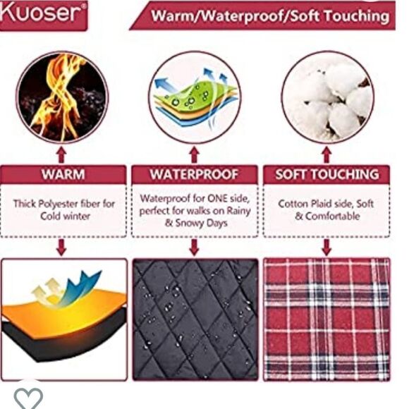 Kuoser Reversible Dog Vest Large Burgandy Plaid NWT - Picture 9 of 13